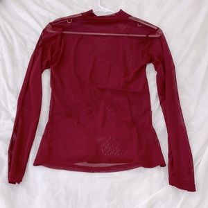 Burgundy Mesh Long Sleeve Top